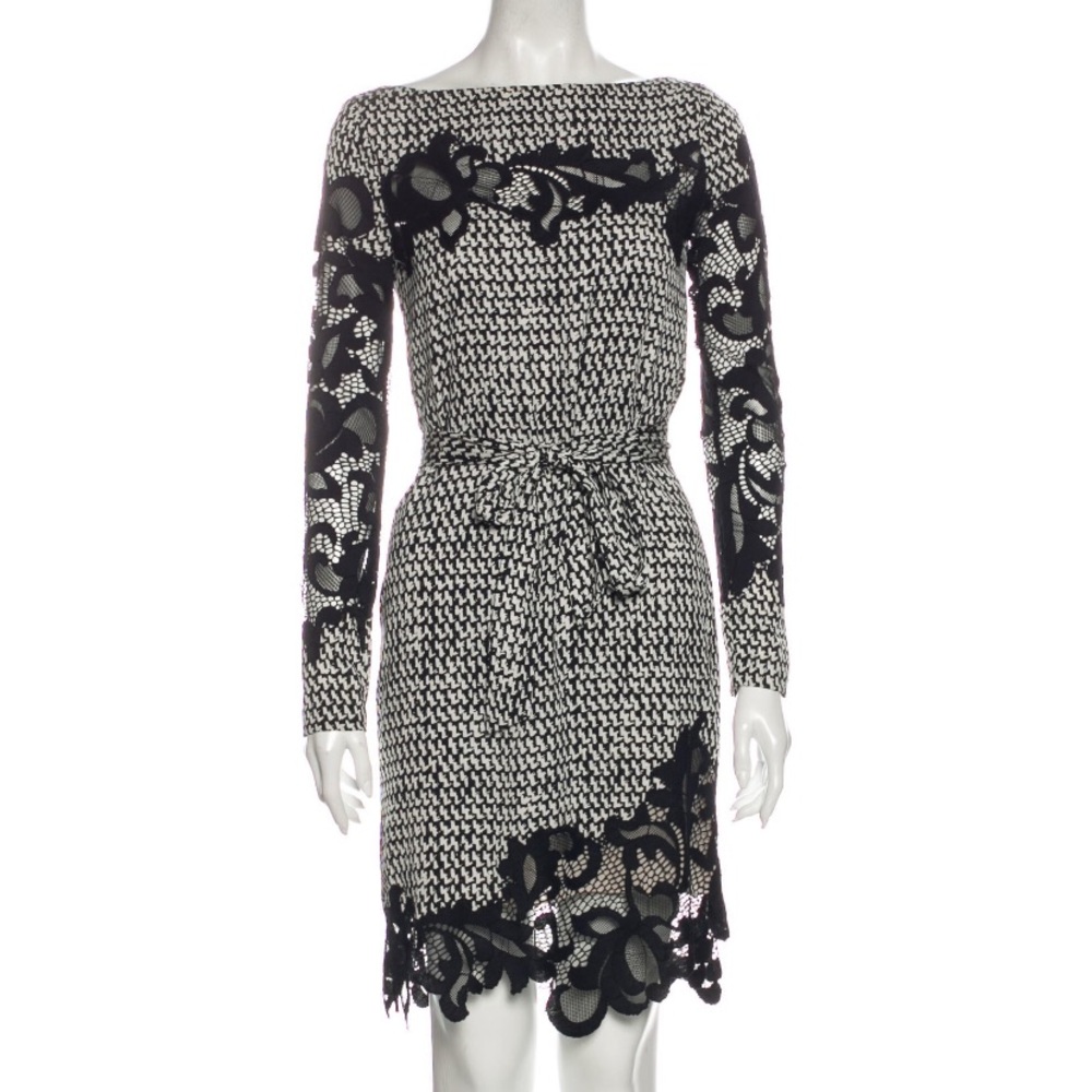Diane von Furstenberg Silk Knee-length Dress with Lace Detail